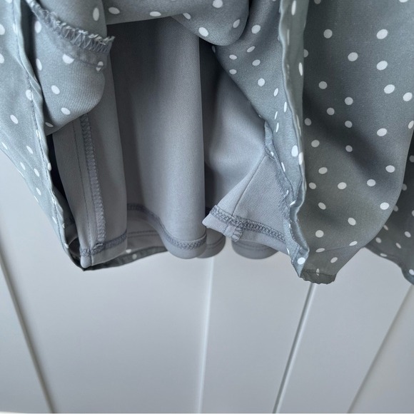 Lulus Spot in My Heart Sage Grey Polka Dot Satin Cowl Neck Mini Dress small NWT‎ - Picture 15 of 16